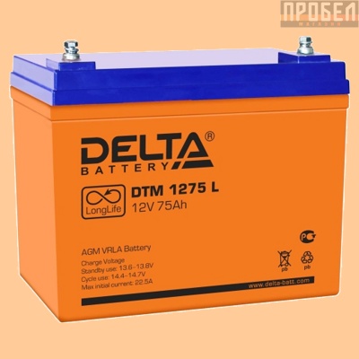 Аккумуляторная батарея (АКБ) к ибп Delta DTM 1275 L (12В/75 А·ч) 1275 L (12-75) для насосов и котлов - фото
