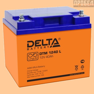Аккумуляторная батарея (АКБ) к ибп Delta DTM 1240 L (12В/40 А·ч) 1240 L (12-40) для насосов и котлов - фото