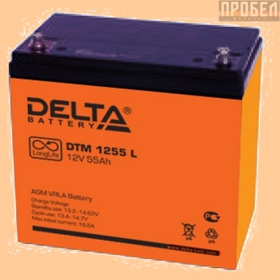 Аккумуляторная батарея (АКБ) к ибп Delta DTM 1255 L (12В/55 А·ч) 1255 L (12-55) для насосов и котлов