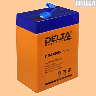 Аккумуляторная батарея 6V/4.5Ah Delta DTM 6045 (6В/4.5 А·ч) 6045 (АКБ 645) - фото